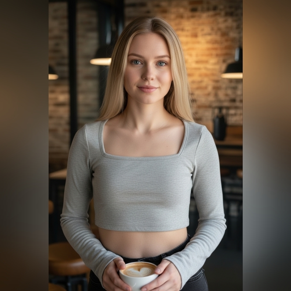 No Name Brand/Size Crop Long Sleeve Top